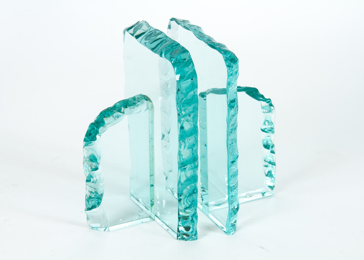 Glass Candlesticks and Bookends