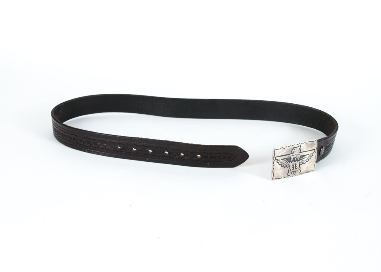 Sterling Silver Belt Buckle with Leather Belt