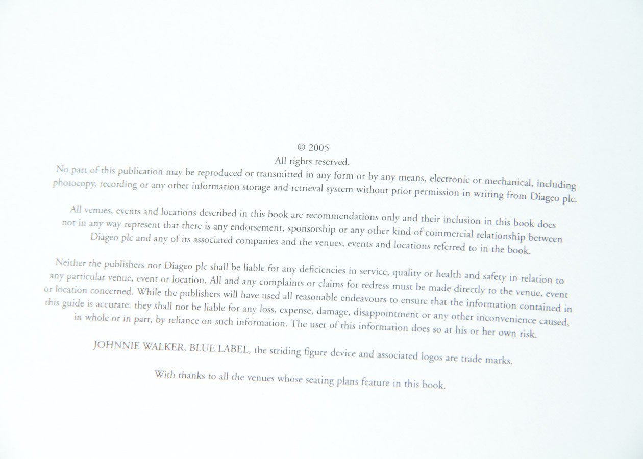 Collector's "The Blue Label Book - Johnnie Walker Blue Label"