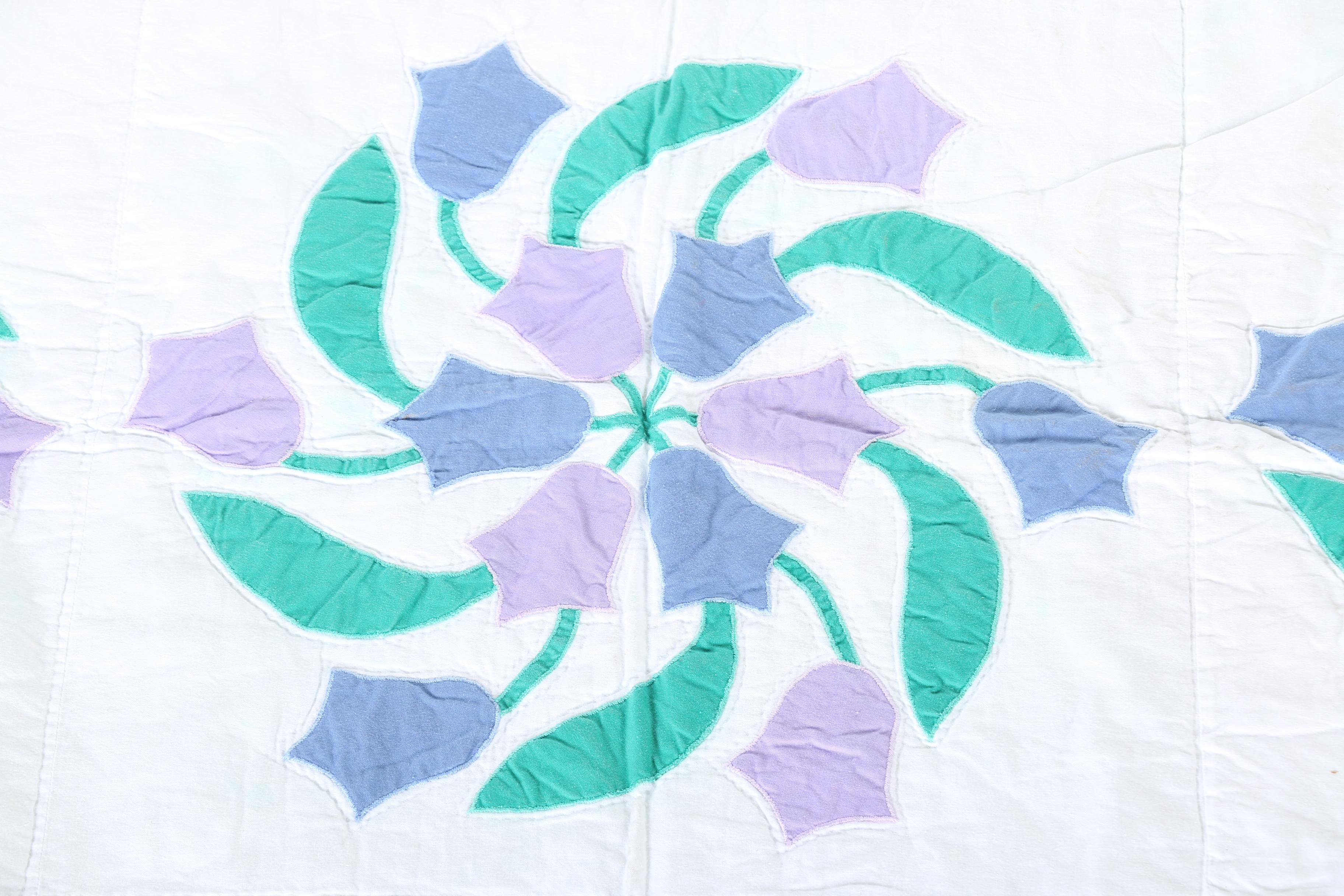 Hand-Stitched "Tulip Pinwheel" Quilt