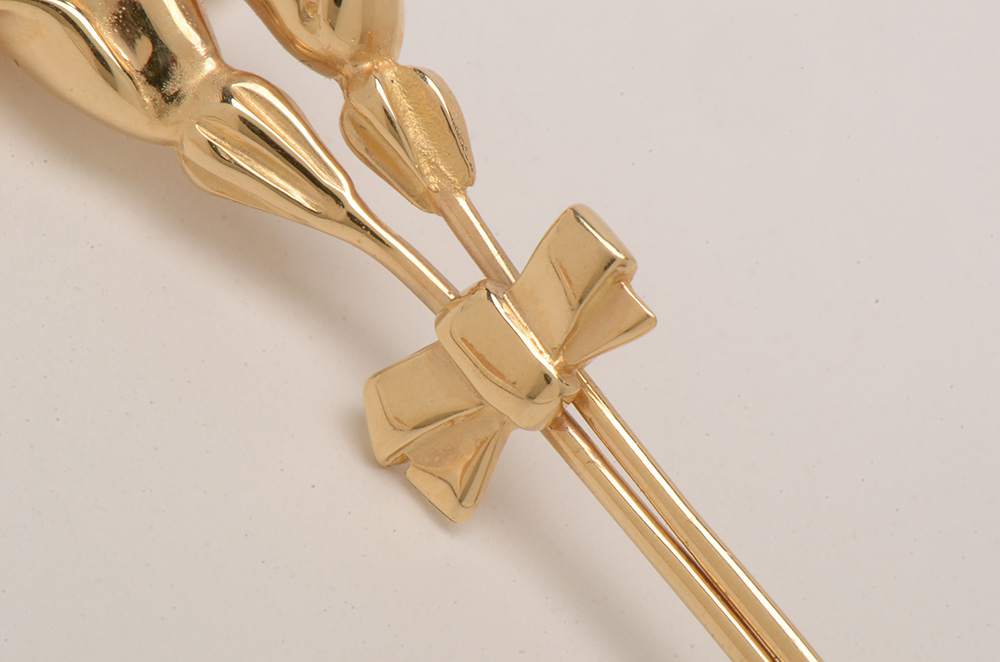 14K Yellow Gold Floral Bouquet Lapel Pin