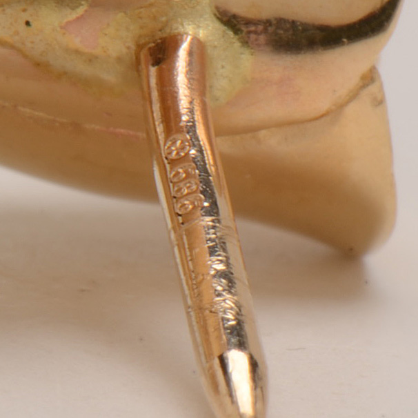 14K Yellow Gold Floral Bouquet Lapel Pin