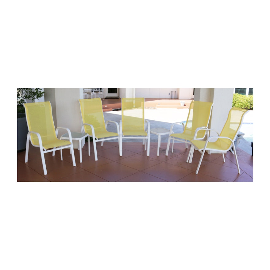 Contemporary Patio Armchairs and Side Tables