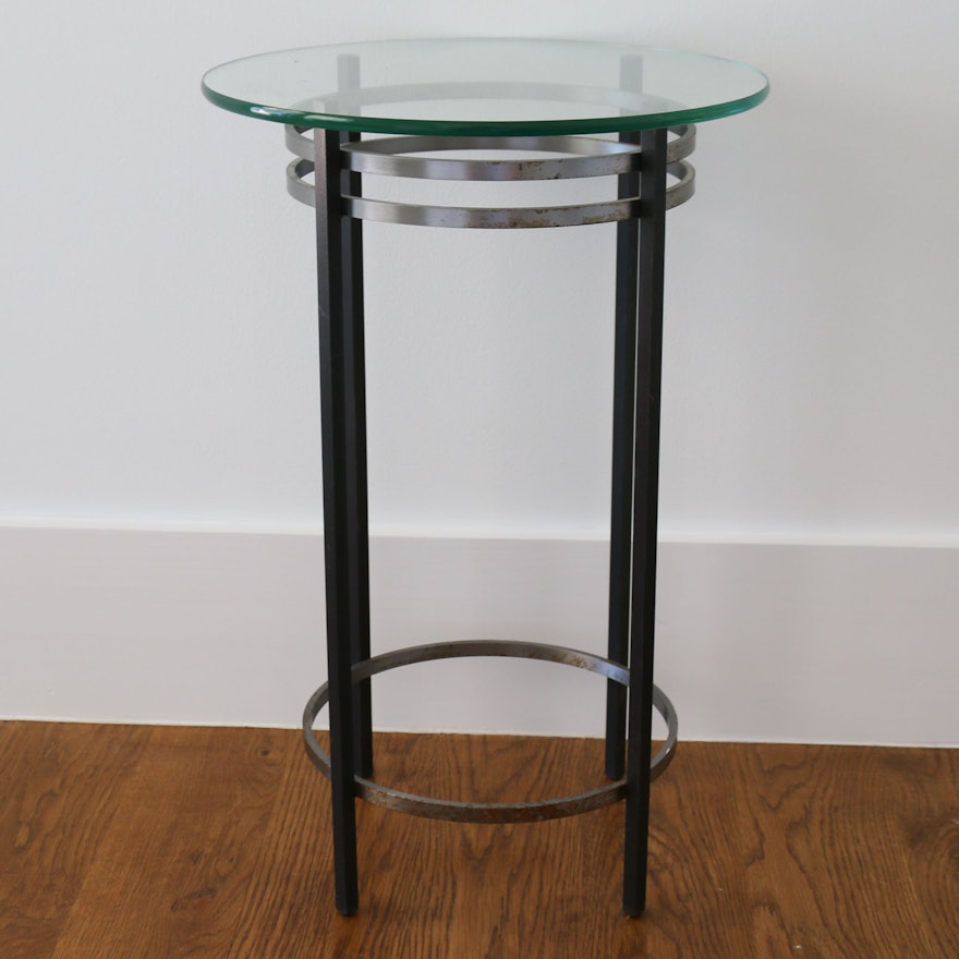 Modernist Style Glass Top Side Table