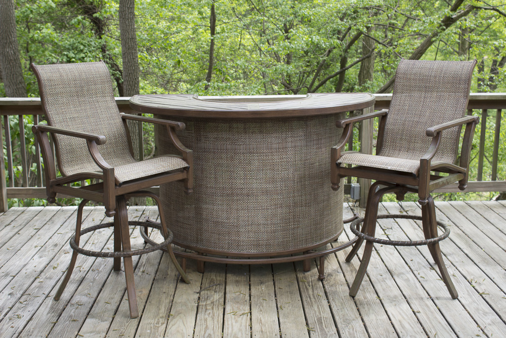 Outdoor Semi-Circular Bar and Counter Height Armchairs by Castelle