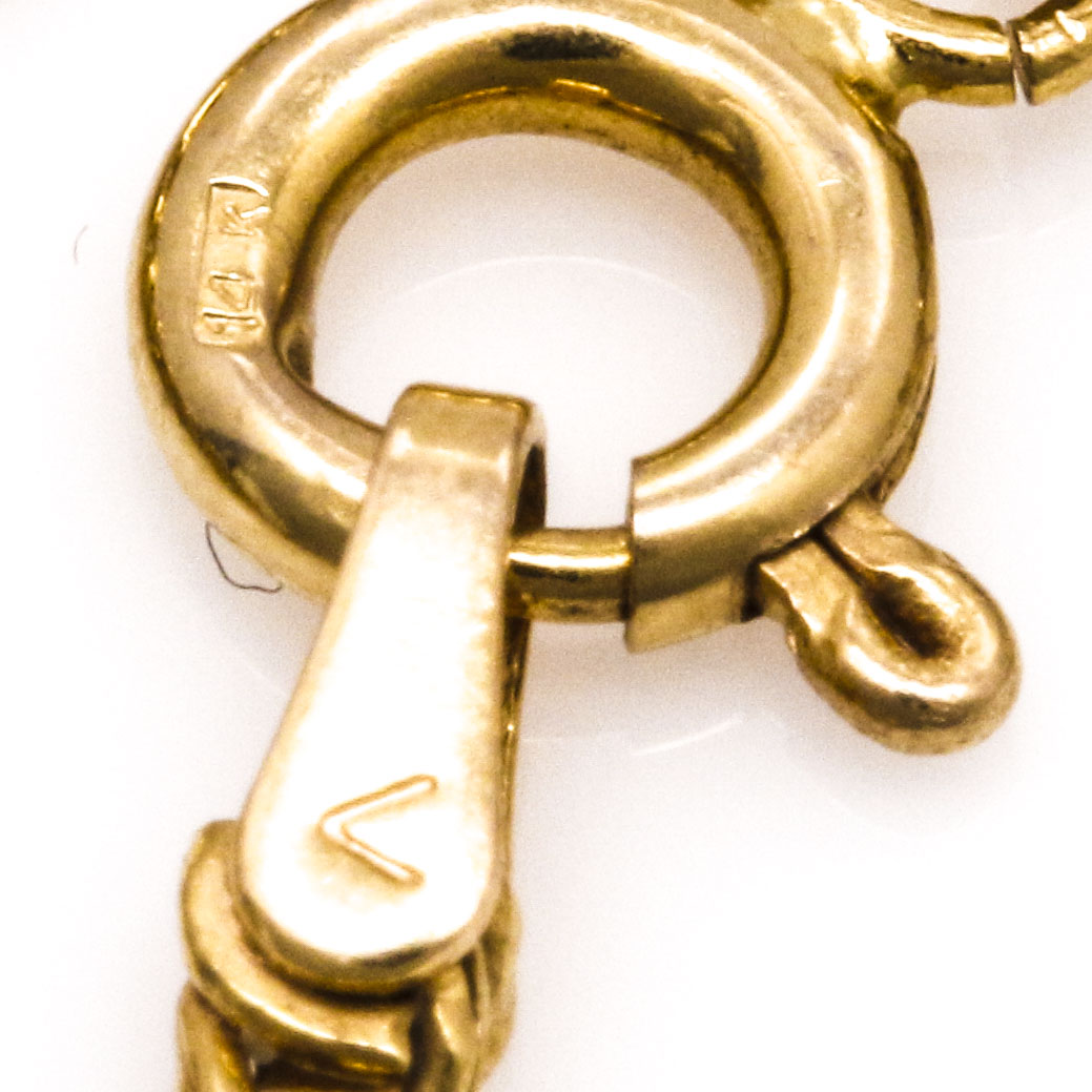 14K Yellow Gold Diamond and Cultured Pearl Bracelet and Charms