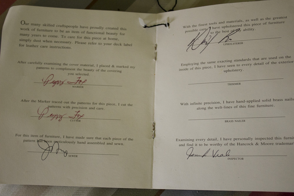 Hancock & Moore Sofa