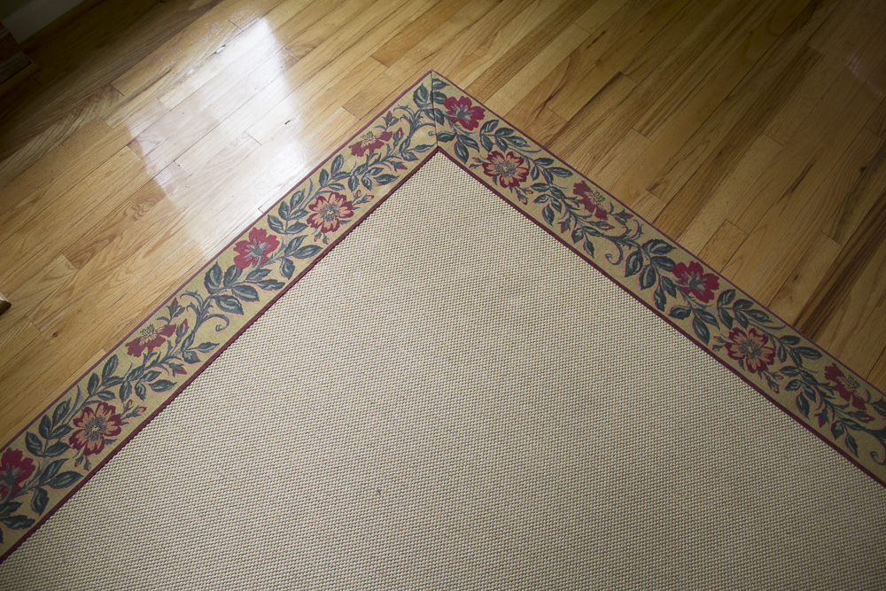 Area Rug With Embroiderd Floral Border