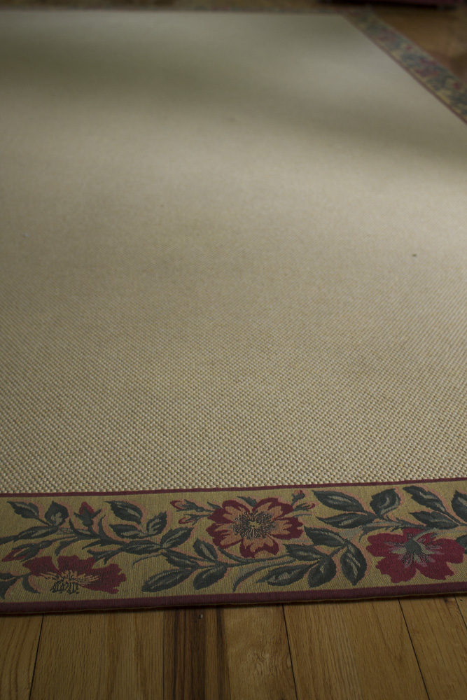 Area Rug With Embroiderd Floral Border