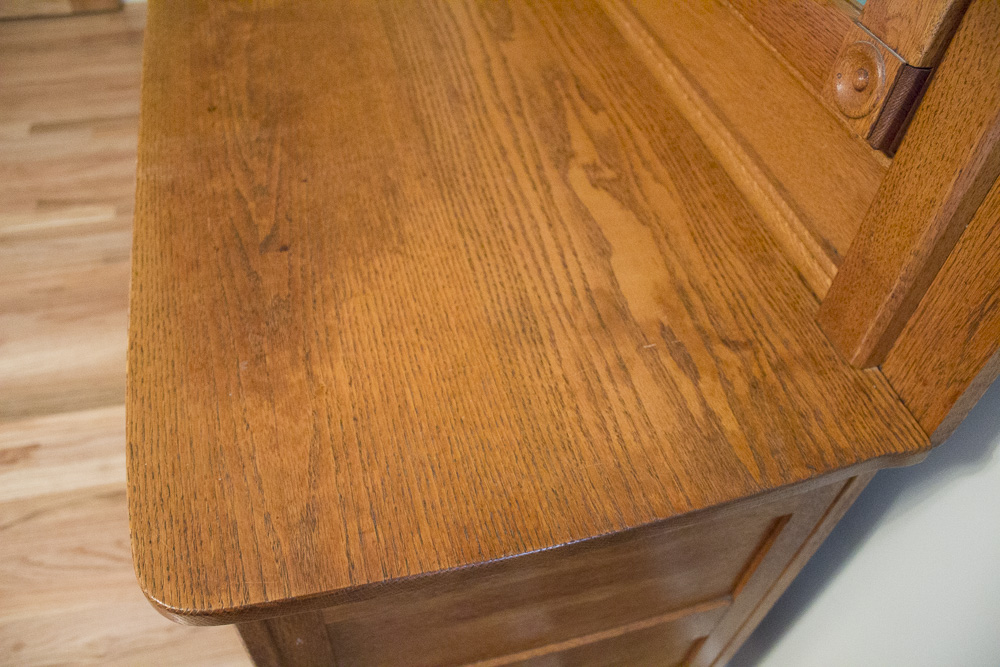 Antique Oak Chest of Drawers With Mirror