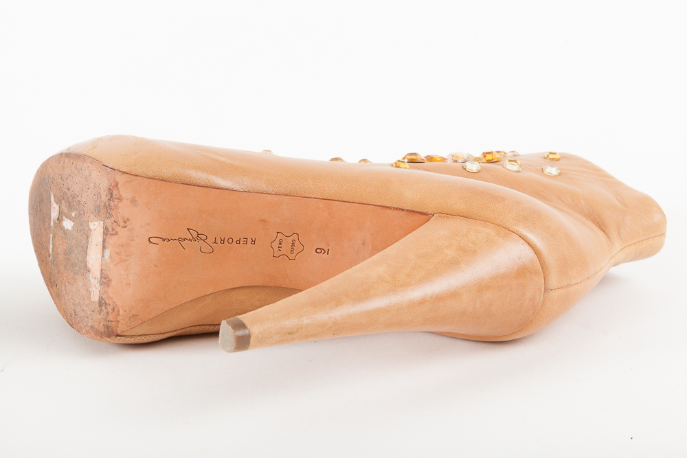 Report Signature Women's "Bowery" Studded Peep Toe Heeled Boots