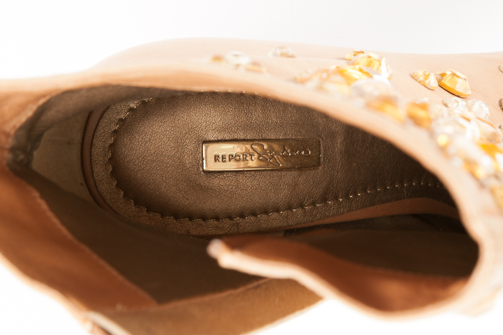 Report Signature Women's "Bowery" Studded Peep Toe Heeled Boots