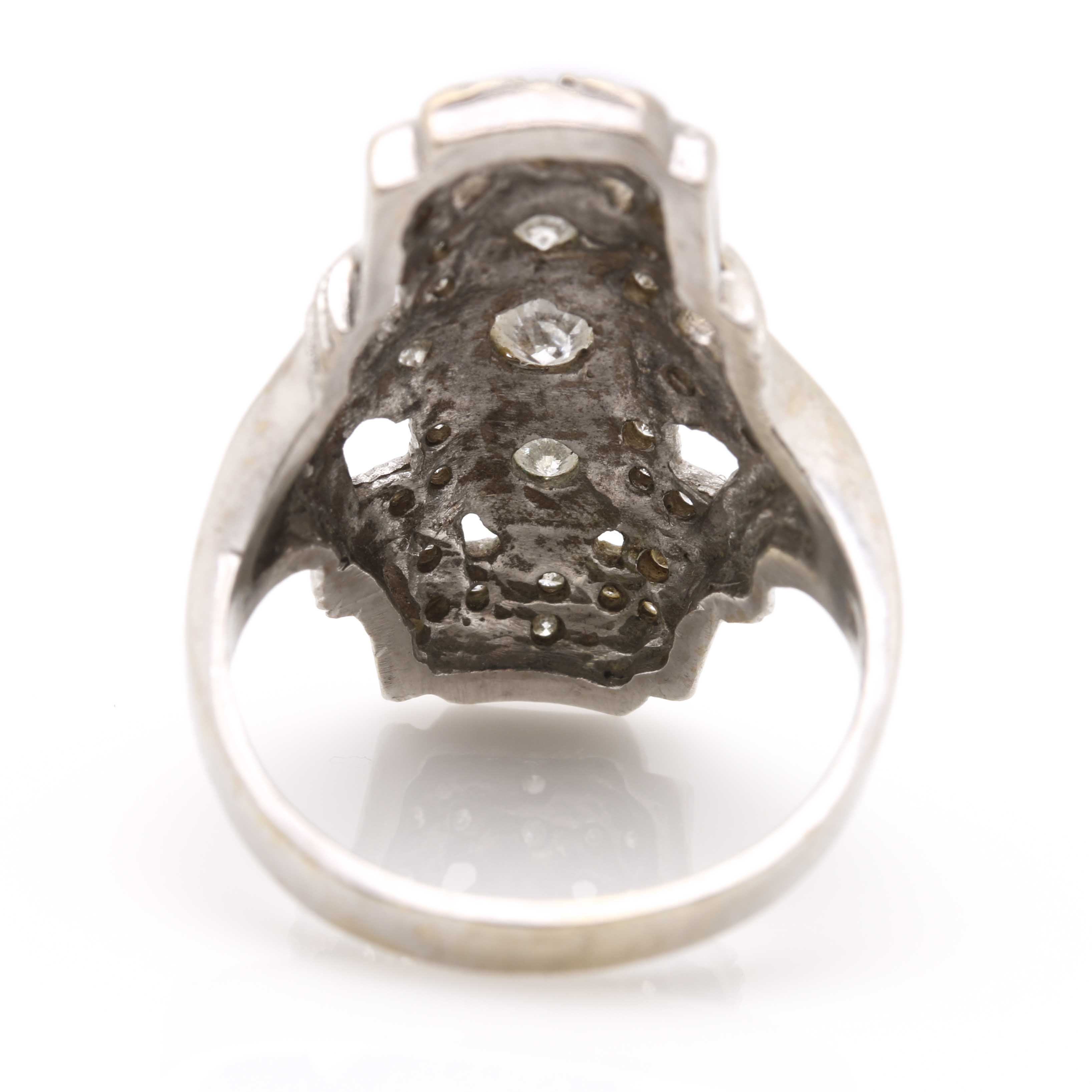 10K White Gold Diamond Rectangular Ring