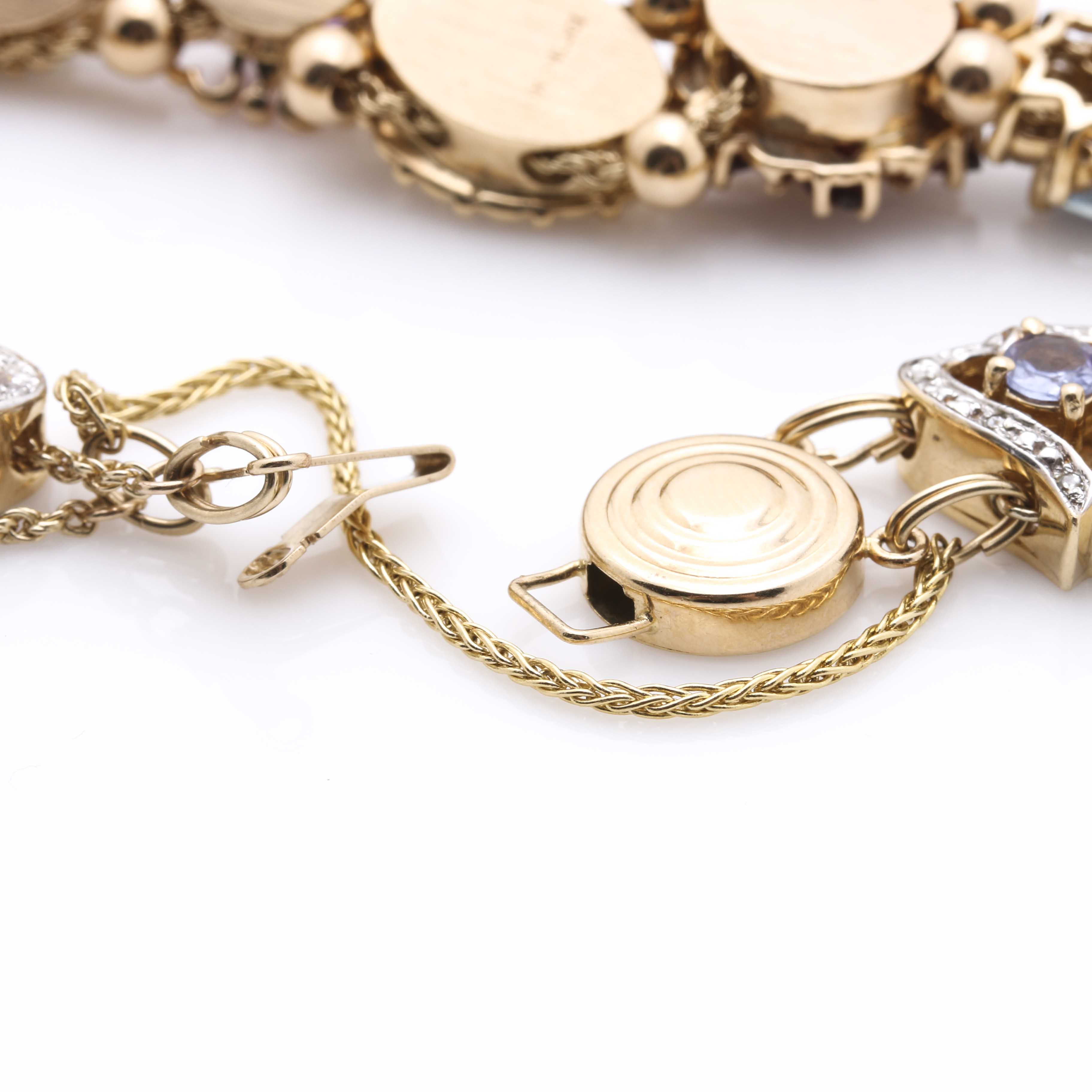 R. Klein 14K Yellow Gold Diamond and Gemstone Slide Bracelet