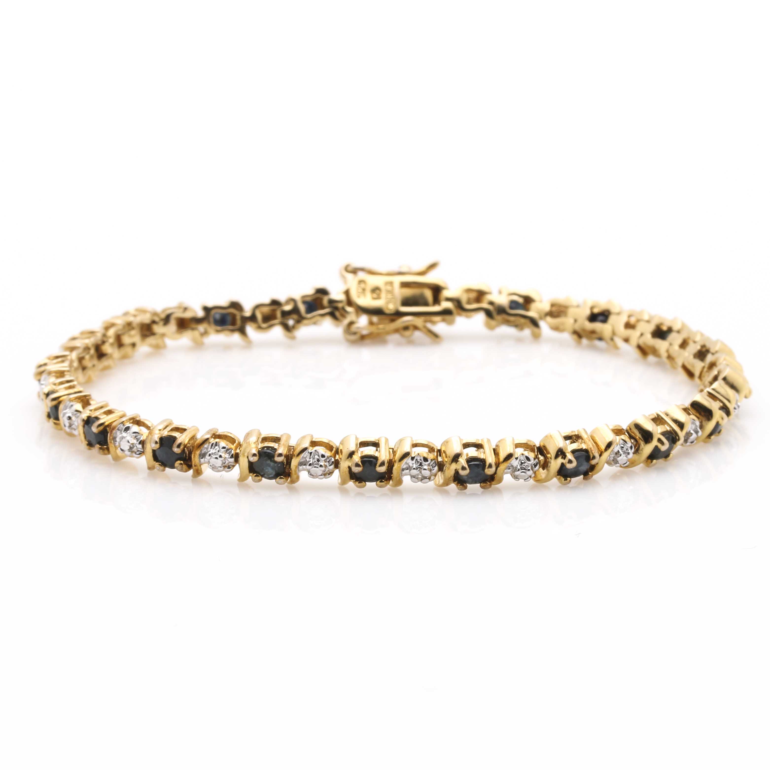 Sterling Silver Sapphire and Diamond Bracelet