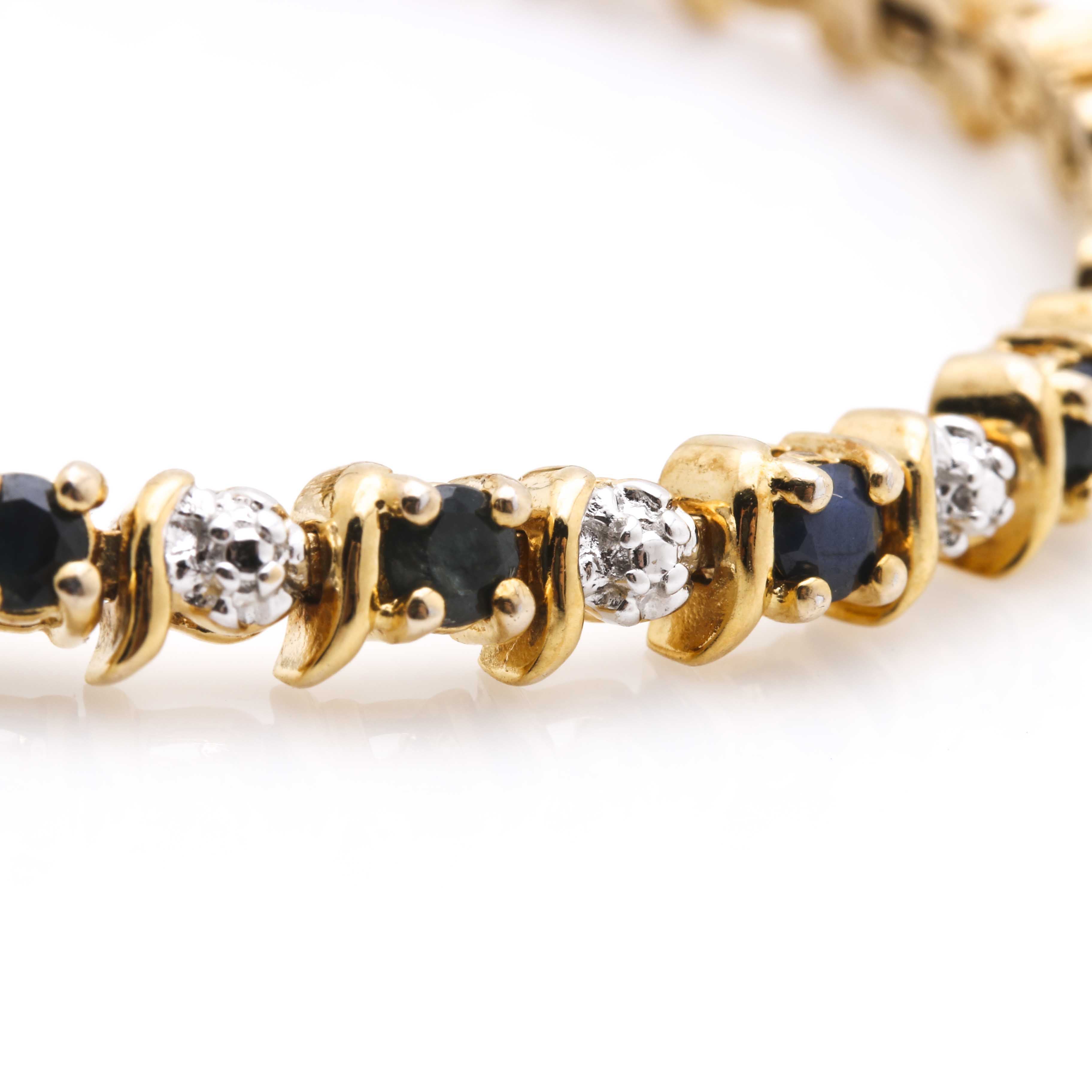 Sterling Silver Sapphire and Diamond Bracelet