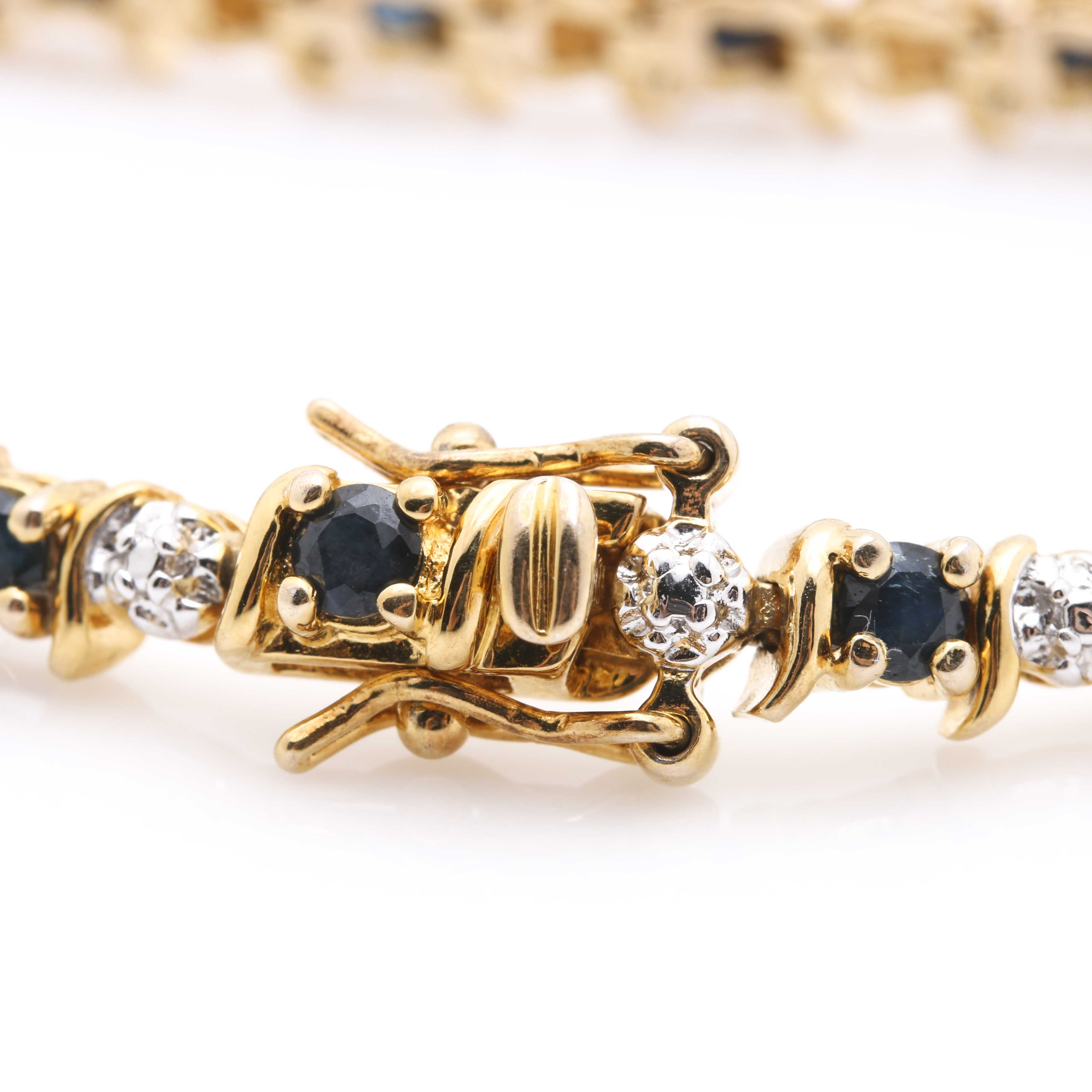 Sterling Silver Sapphire and Diamond Bracelet