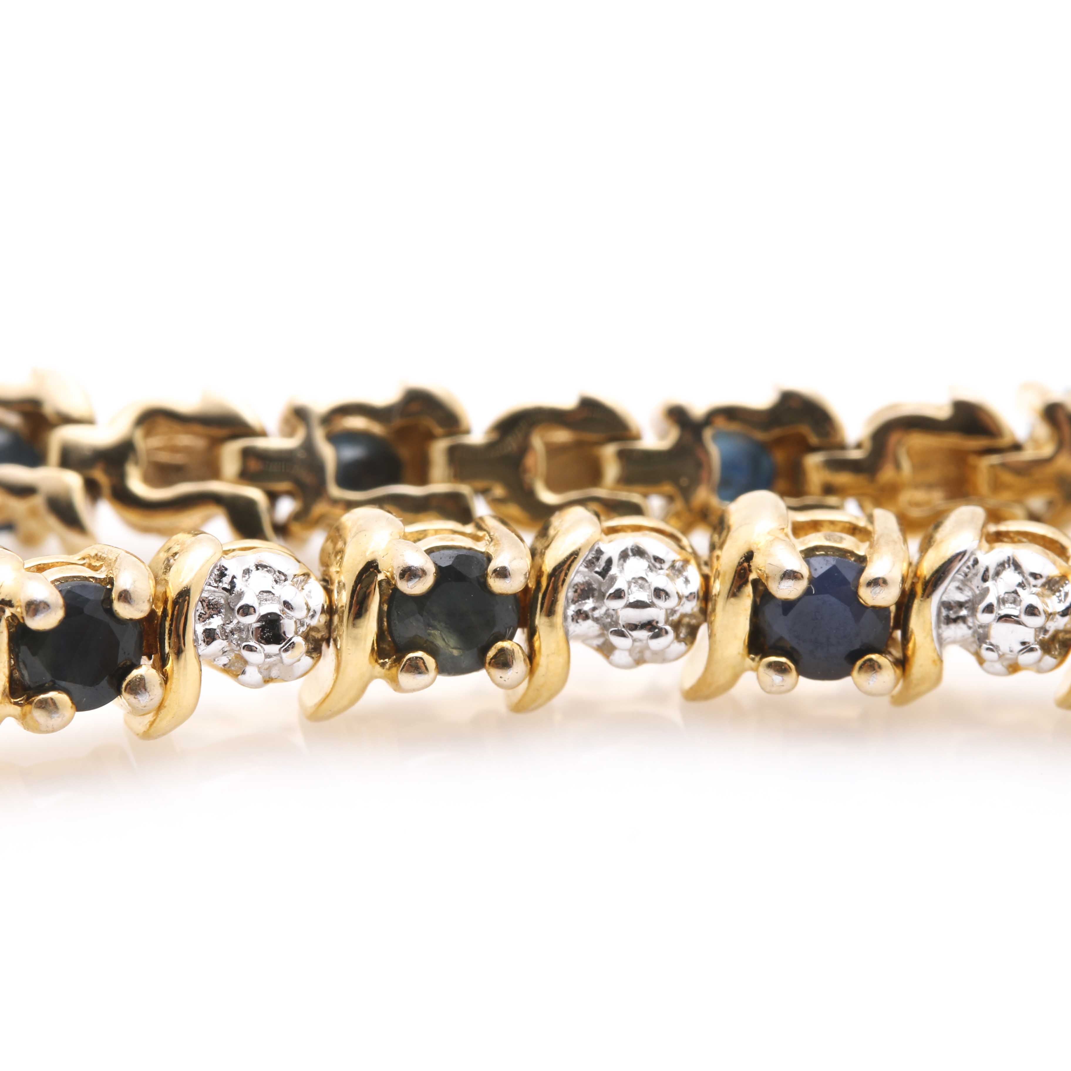 Sterling Silver Sapphire and Diamond Bracelet