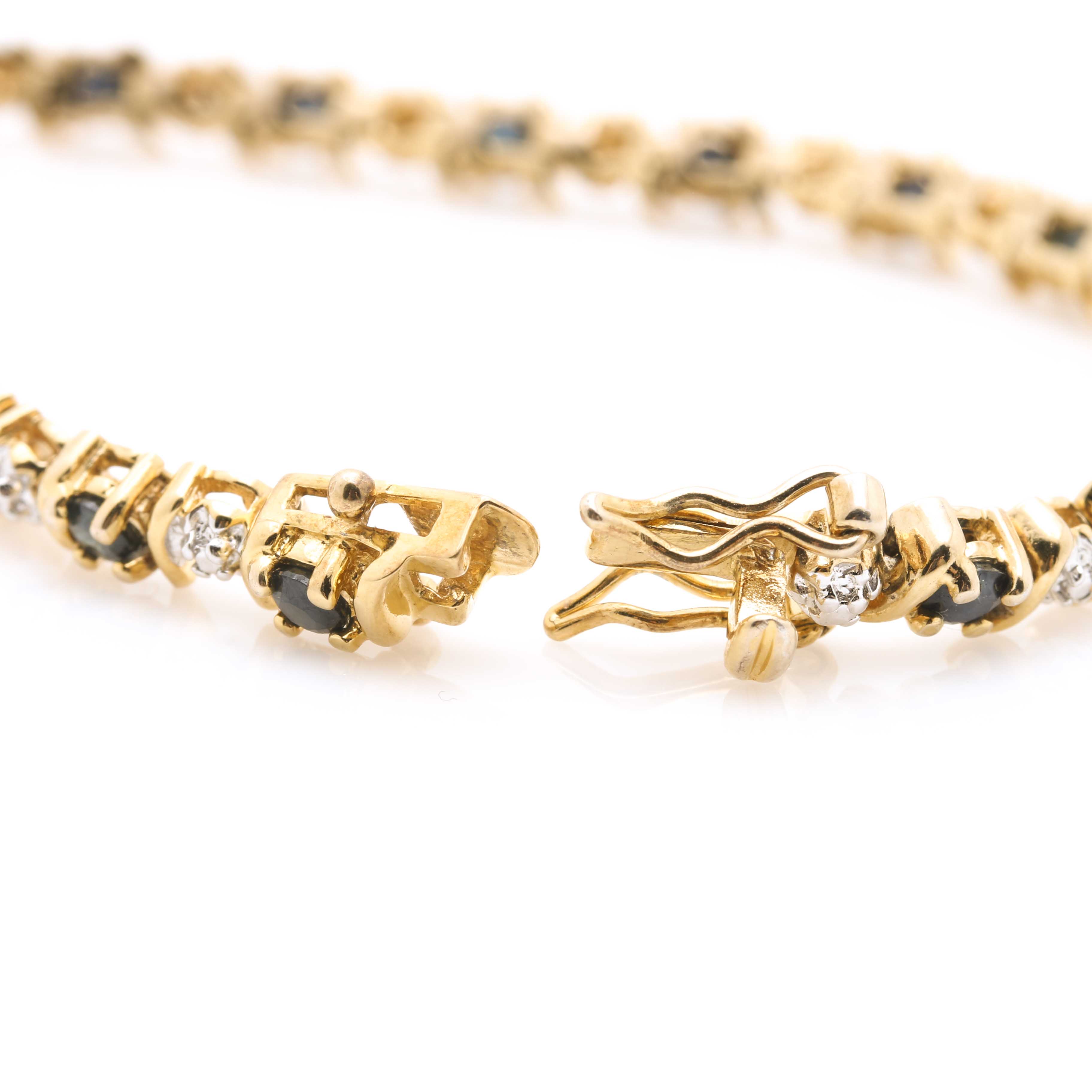 Sterling Silver Sapphire and Diamond Bracelet
