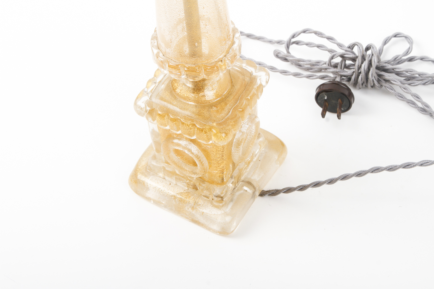 Vintage Gold Flecked Murano-Style Glass Table Lamp