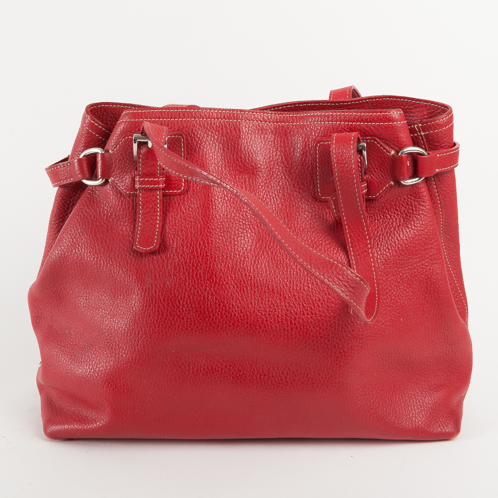 Prada Red Pebbled Leather Handbag