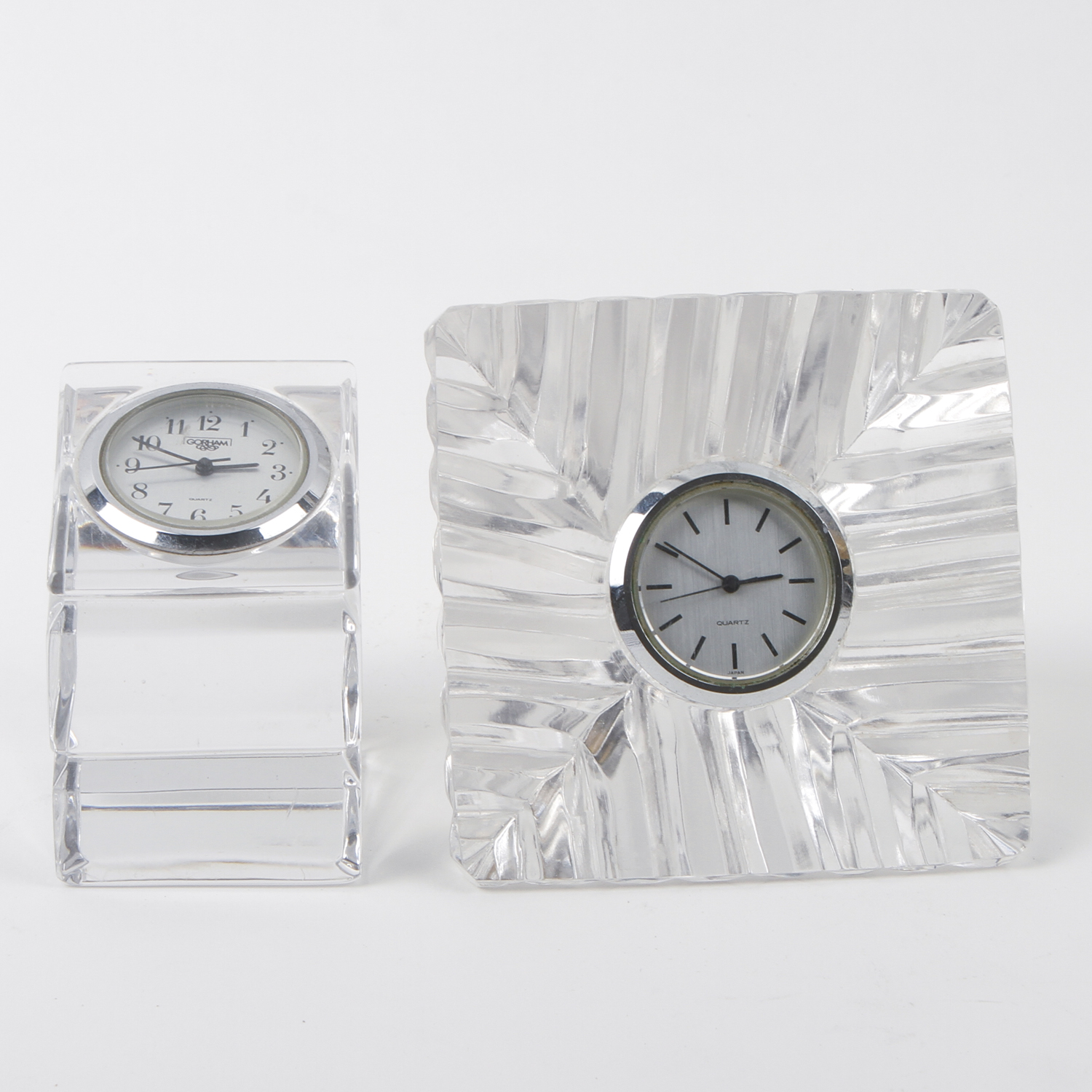 Two Desk Clocks Including Gorham Crystal