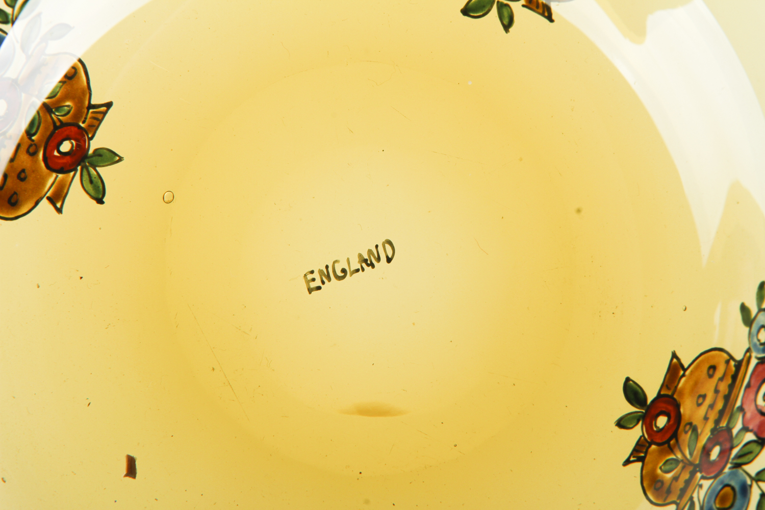 Early 20th Century English Enamel Decorated Topaz Glass Bowls and Under Plates