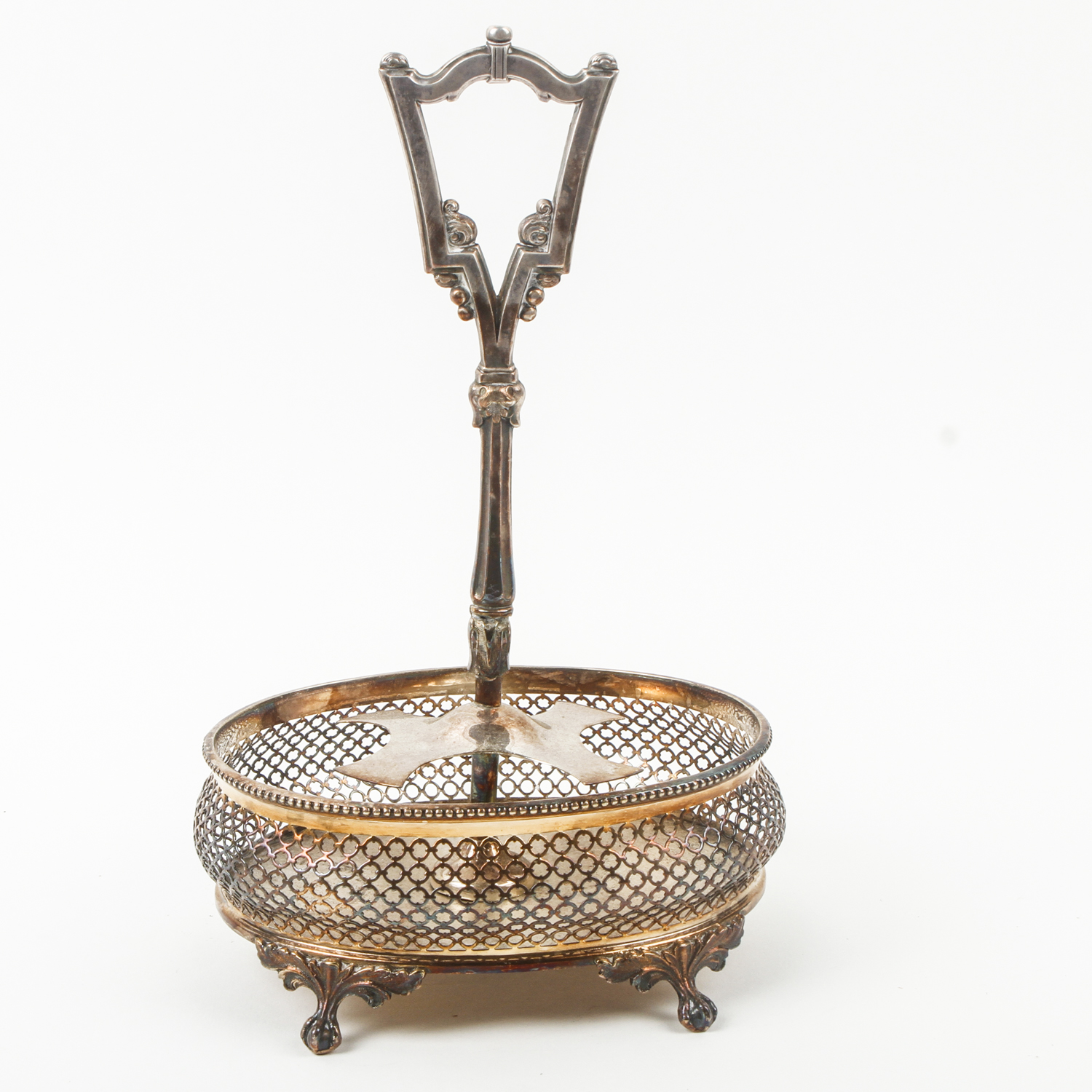 Antique Glass and Silver Plate Cruet Set