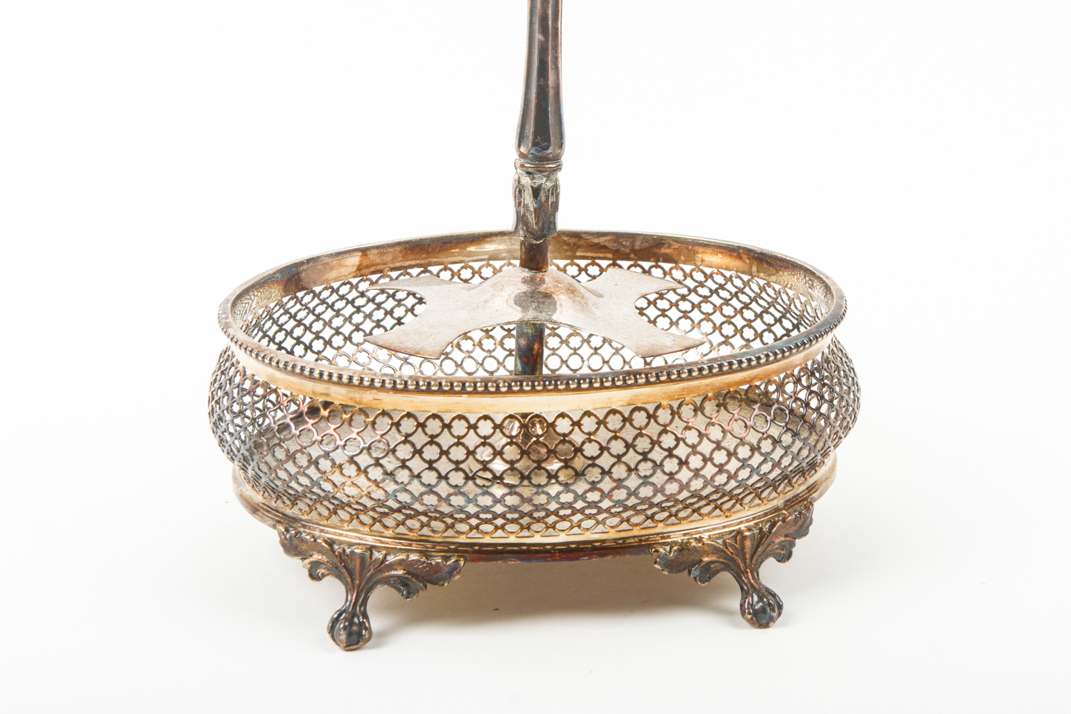 Antique Glass and Silver Plate Cruet Set