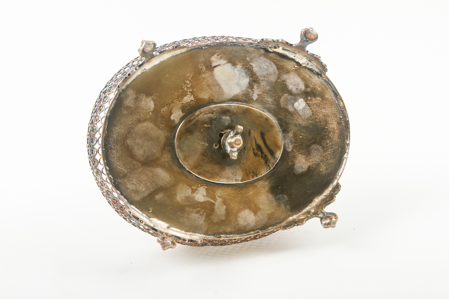 Antique Glass and Silver Plate Cruet Set