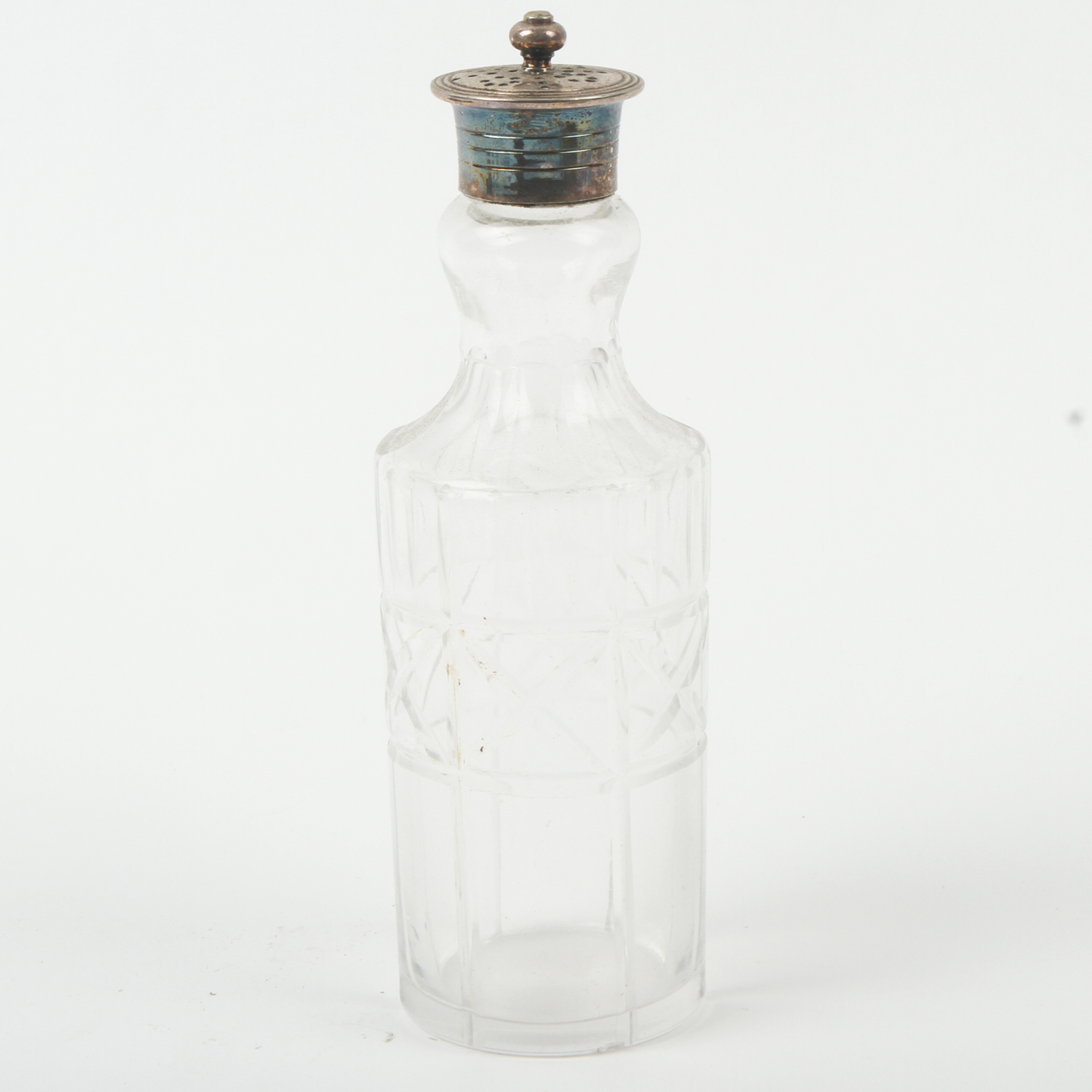 Antique Glass and Silver Plate Cruet Set