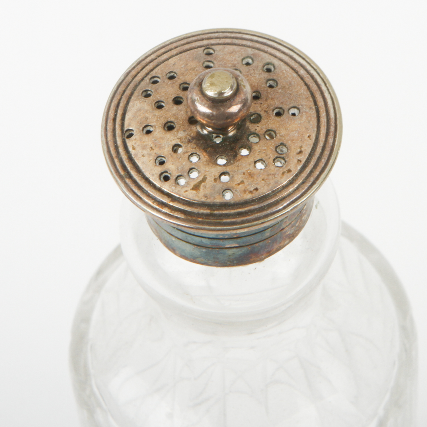 Antique Glass and Silver Plate Cruet Set