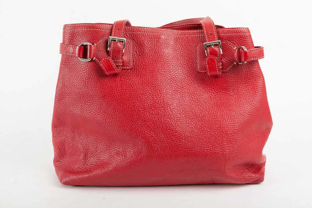 Prada Red Pebbled Leather Handbag