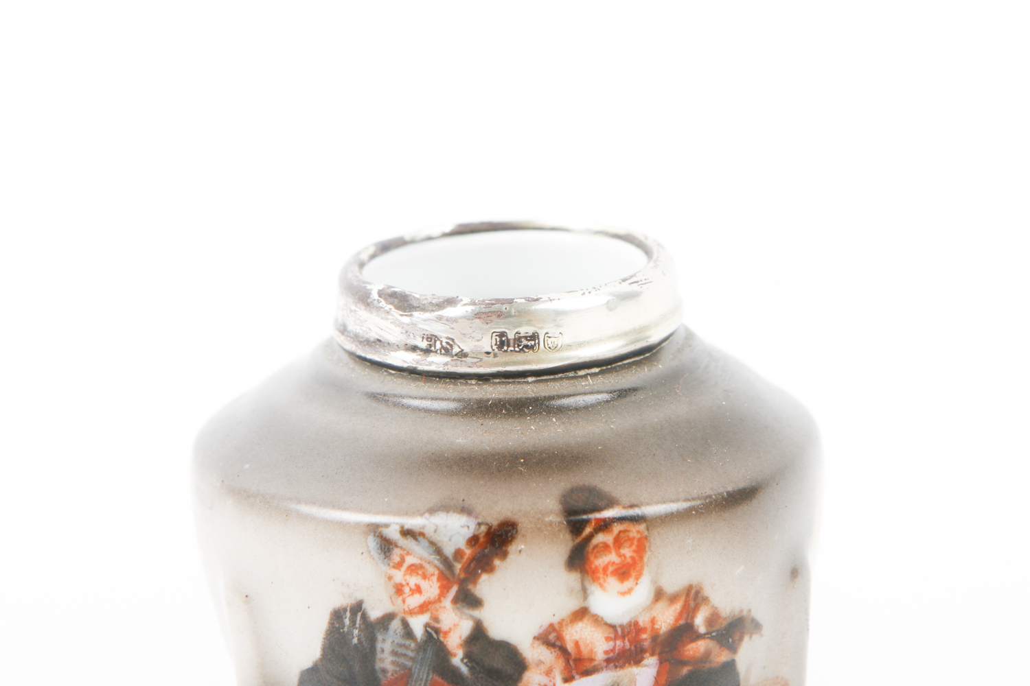 Royal Bayreuth Vase with Sterling Silver Rim