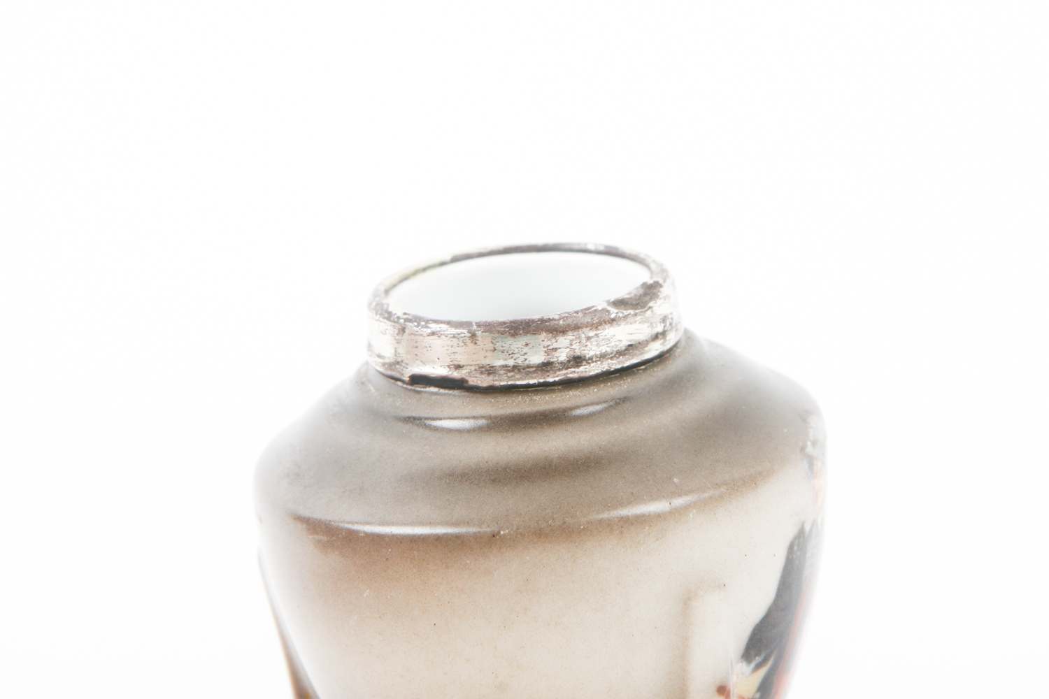 Royal Bayreuth Vase with Sterling Silver Rim