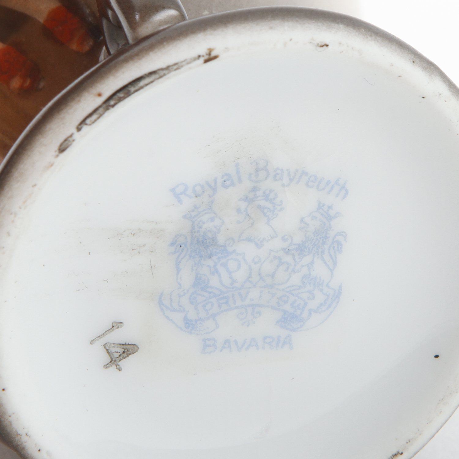 Royal Bayreuth Vase with Sterling Silver Rim