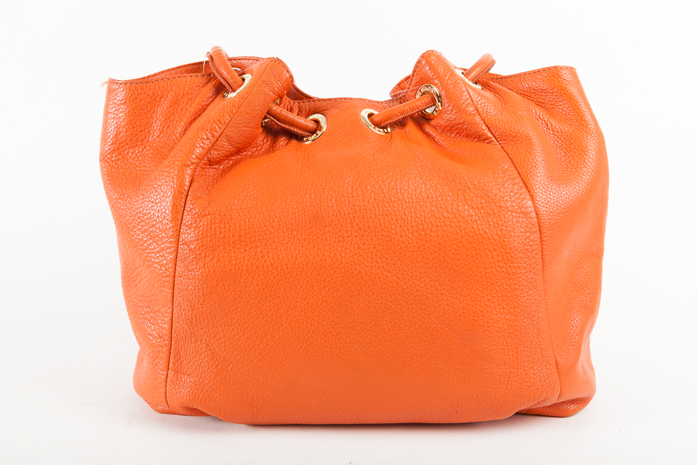 Michael Kors Orange Pebbled Leather Tote