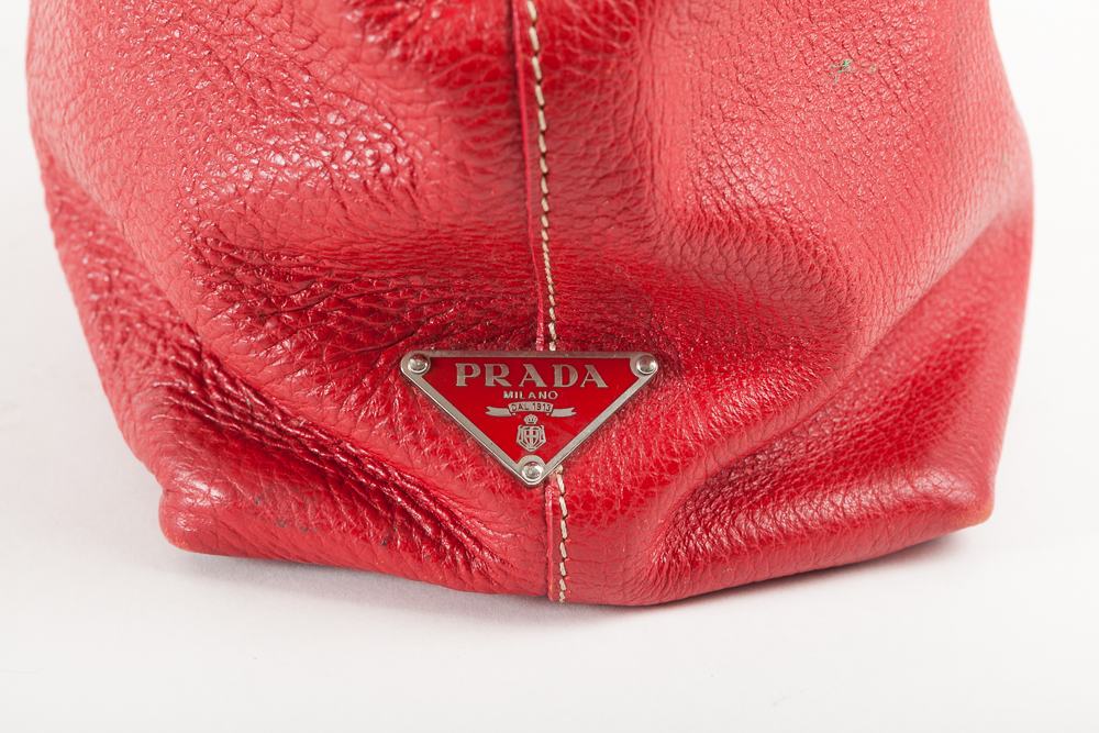 Prada Red Pebbled Leather Handbag