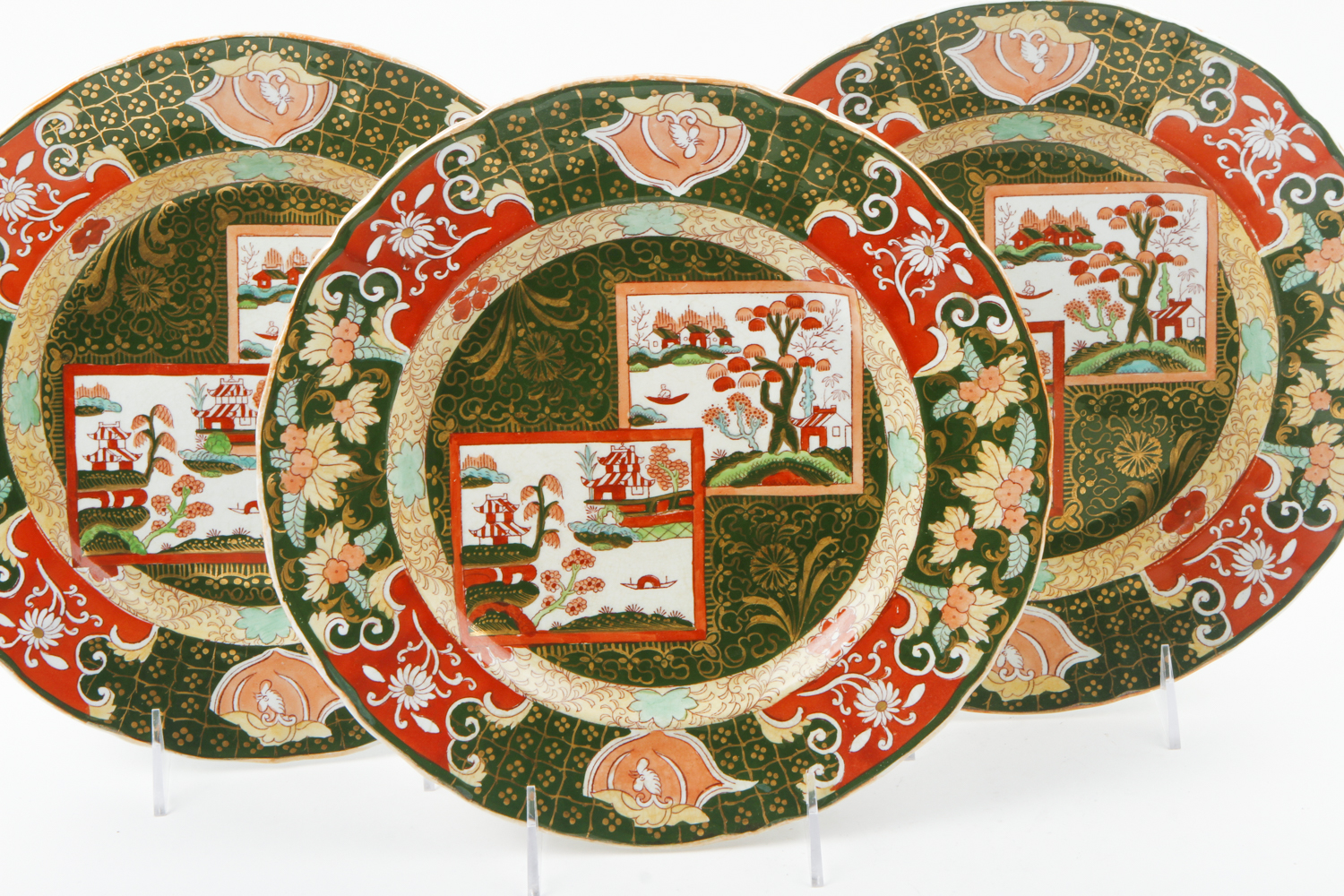 Three Dieu et Mon Droit Ironstone China Plates