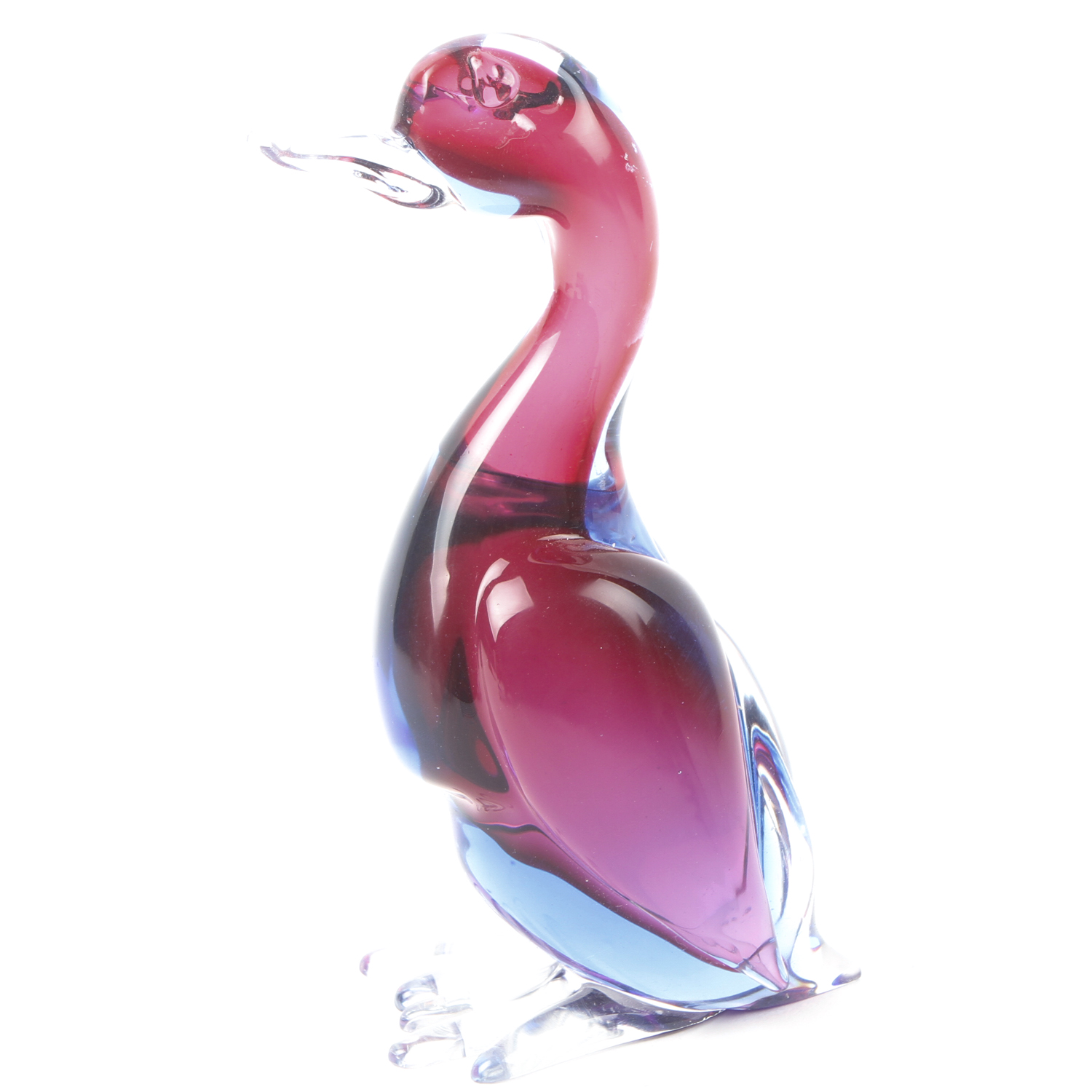 Colored Murano-Style Glass Duck Figurine