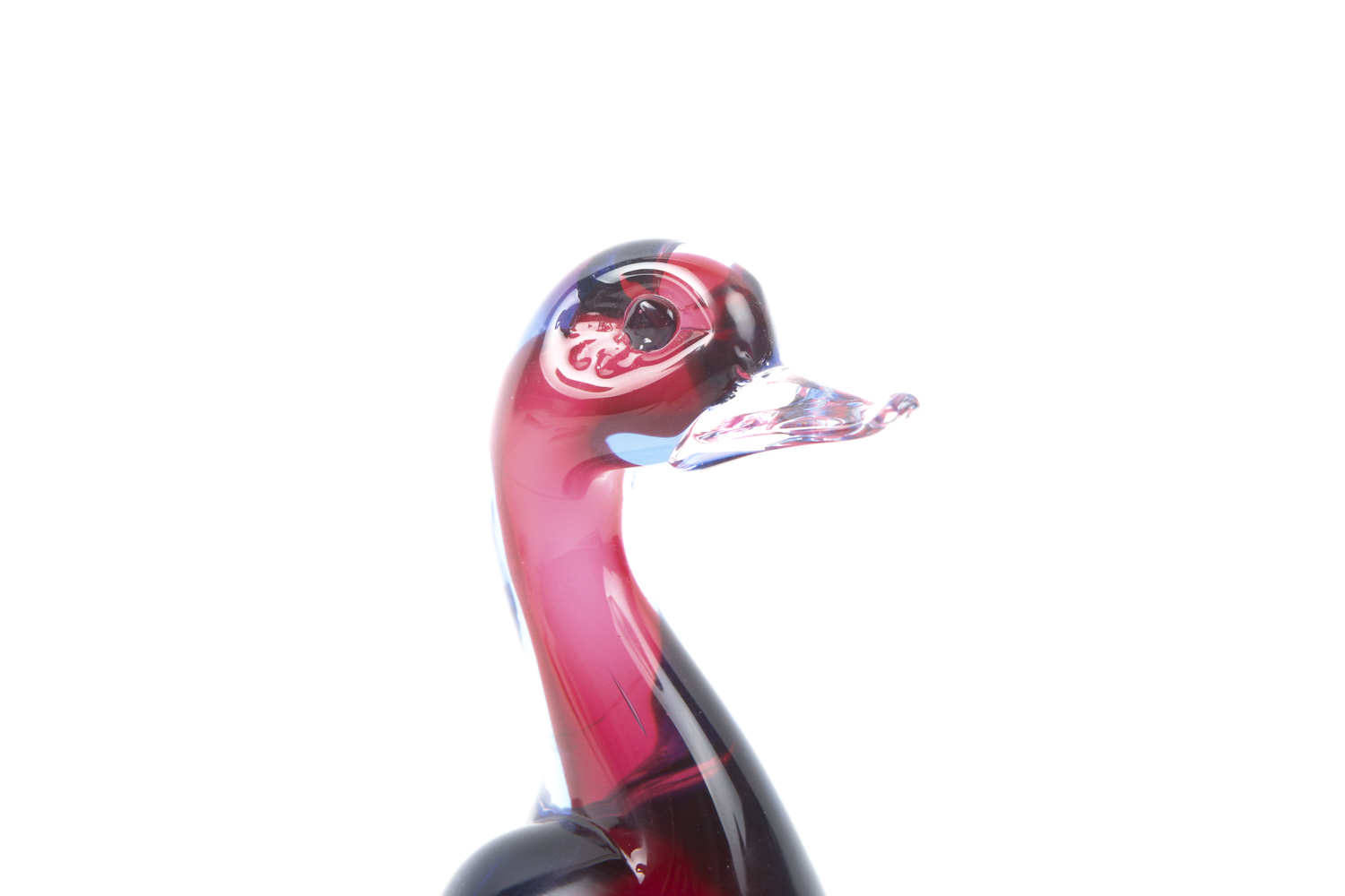 Colored Murano-Style Glass Duck Figurine