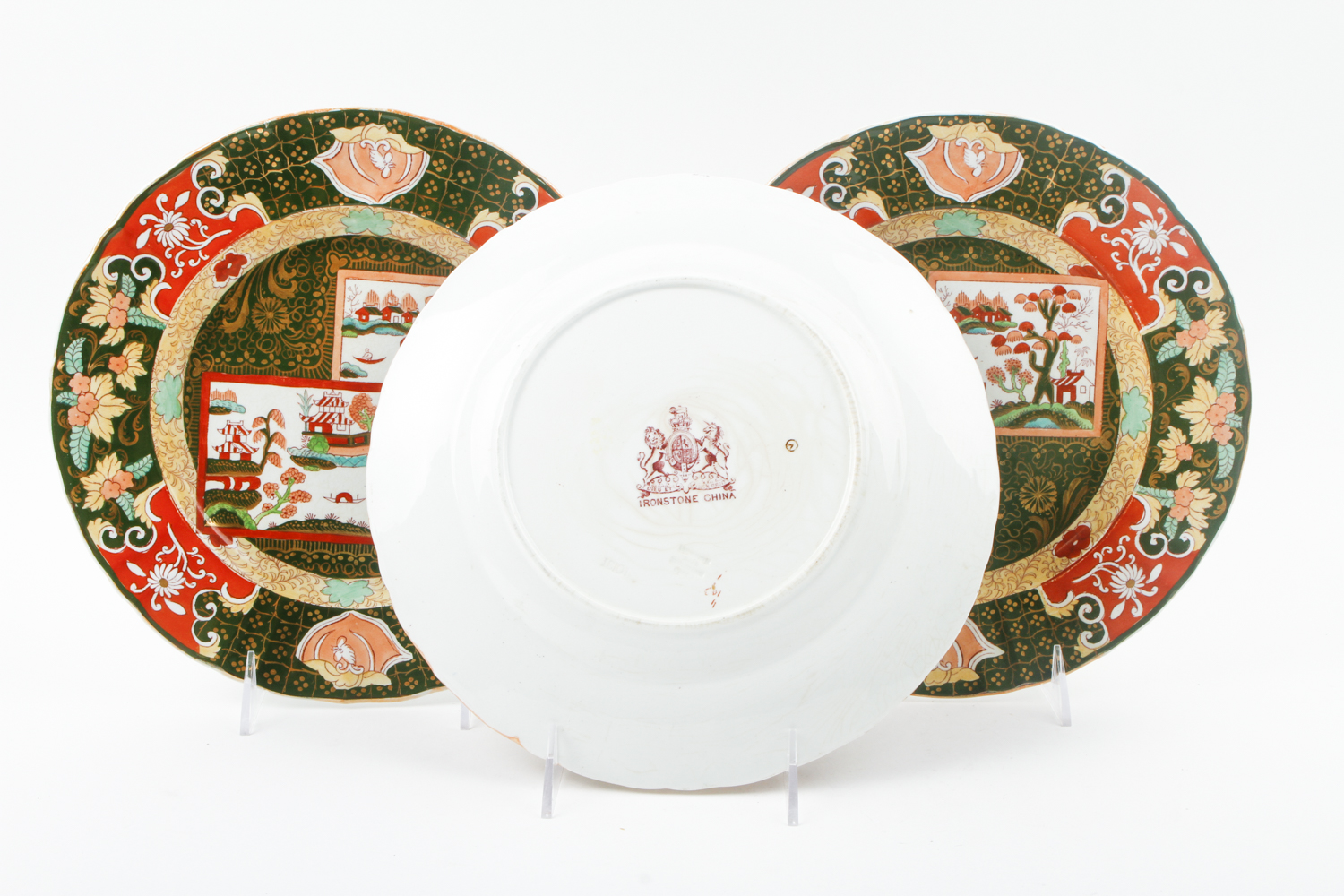 Three Dieu et Mon Droit Ironstone China Plates