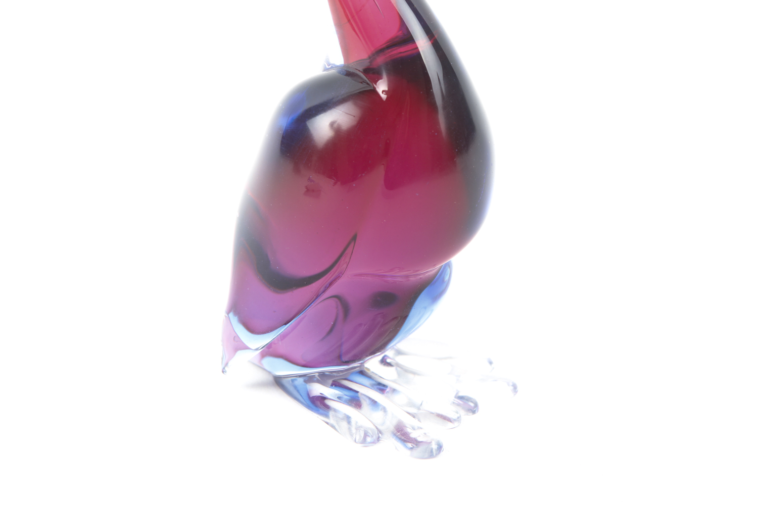Colored Murano-Style Glass Duck Figurine