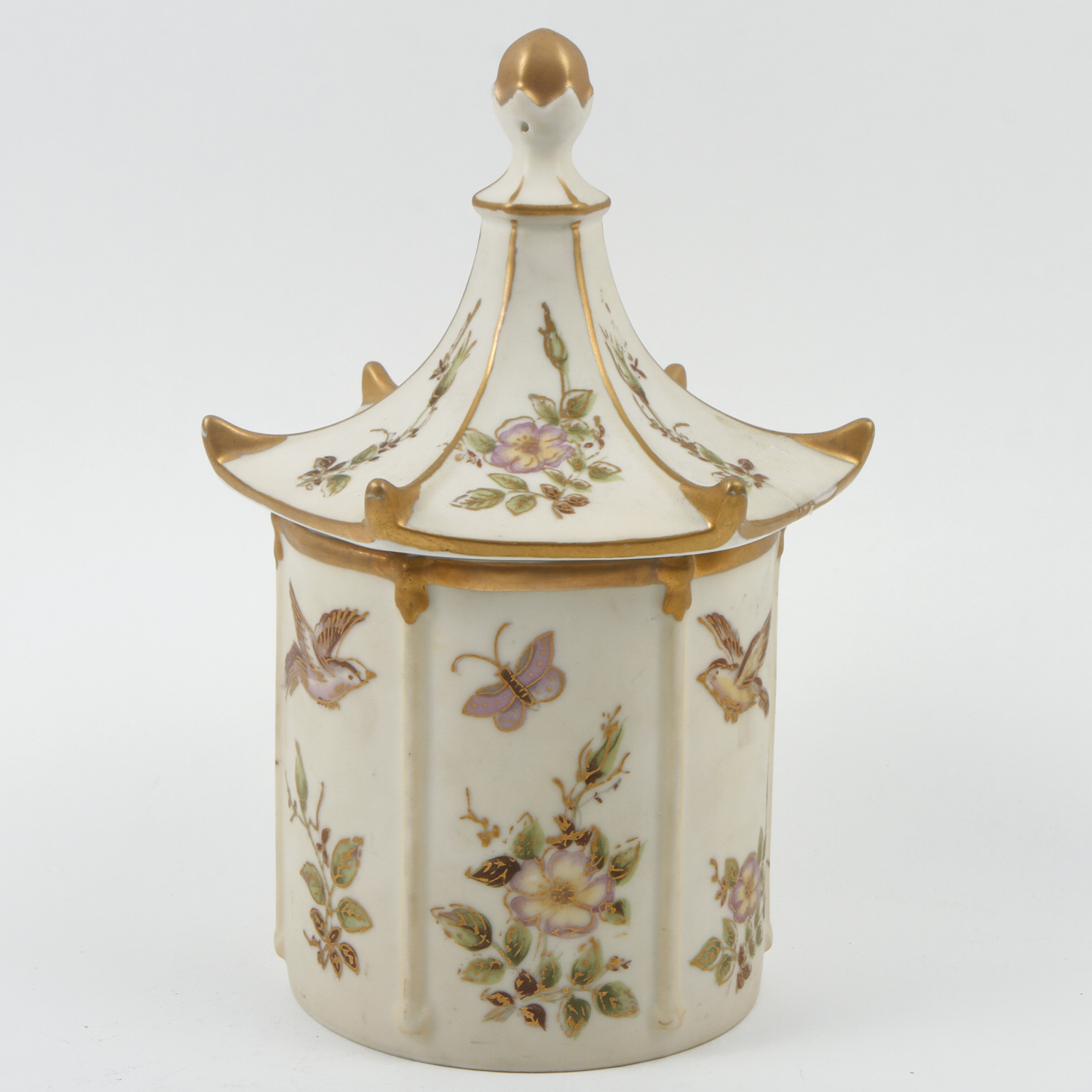 Hand Painted Lidded Porcelain Tobacco Jar