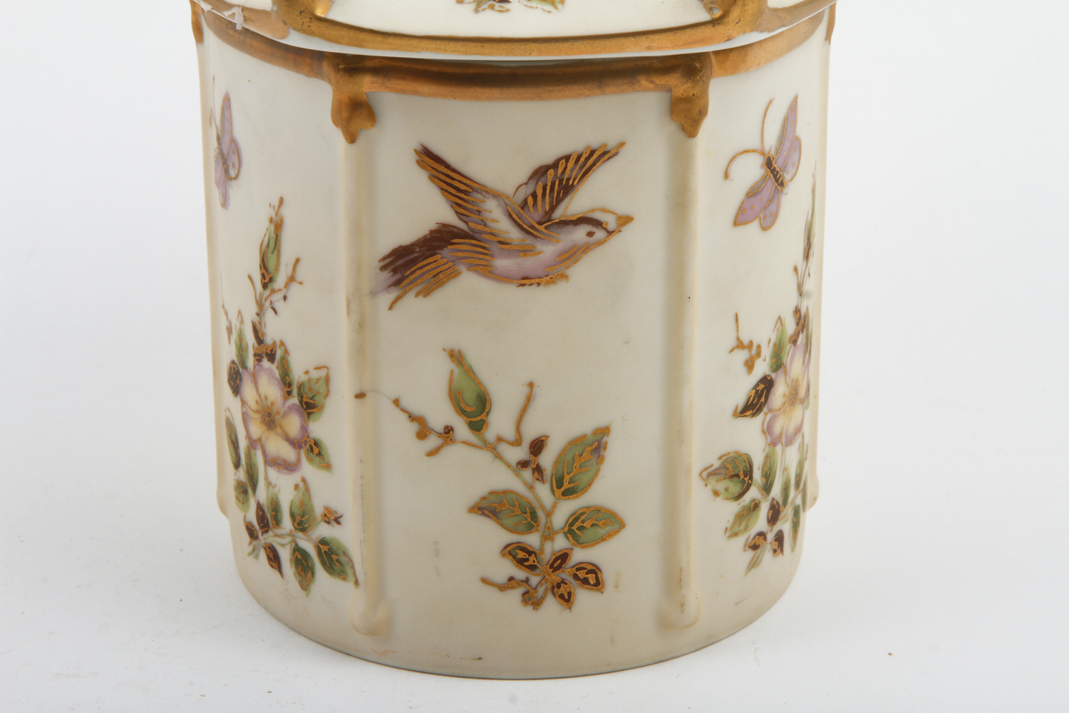 Hand Painted Lidded Porcelain Tobacco Jar
