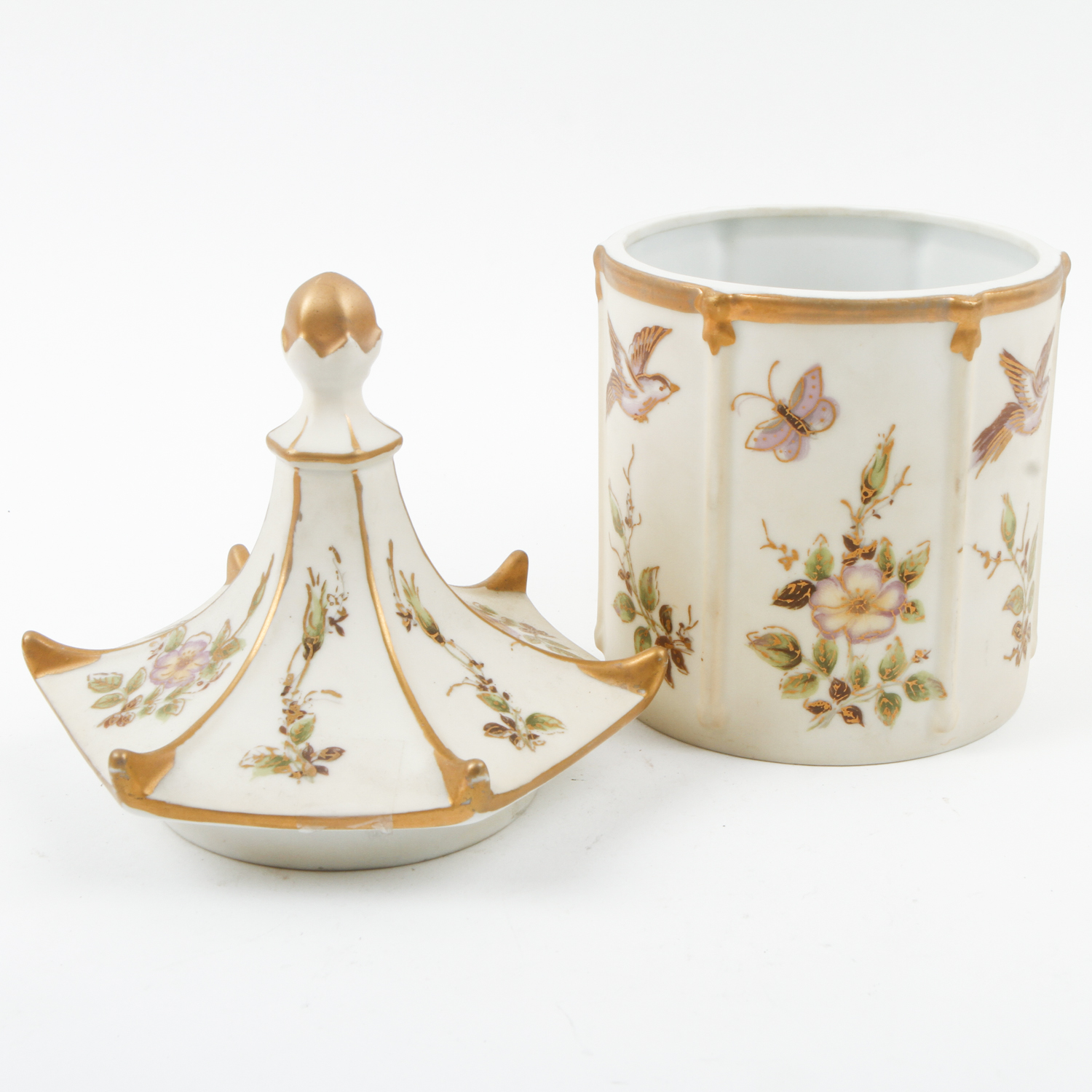 Hand Painted Lidded Porcelain Tobacco Jar