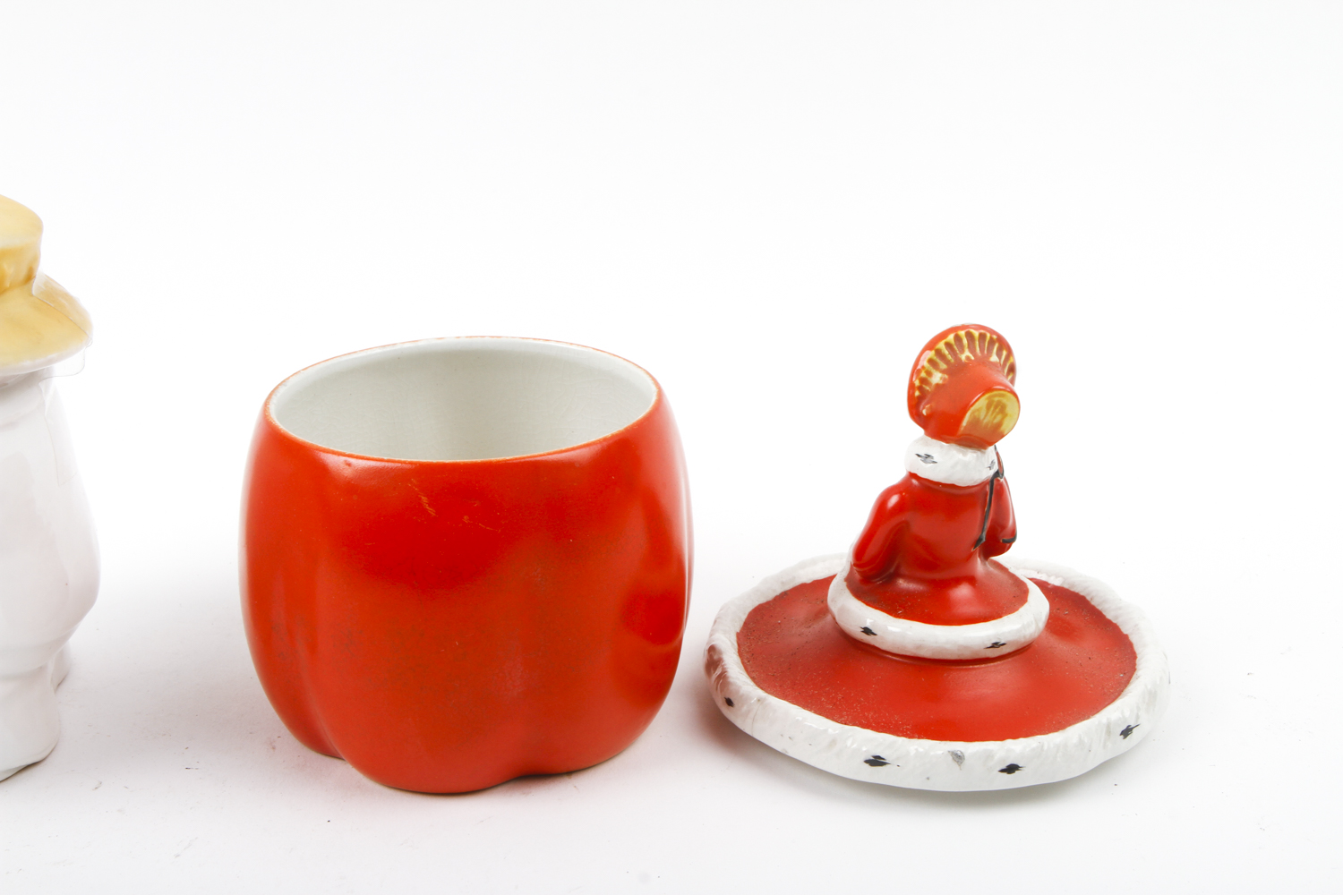 Two Figural Porcelain Tobacco Jars Including Ca. 1910 Wilkinson Potteries