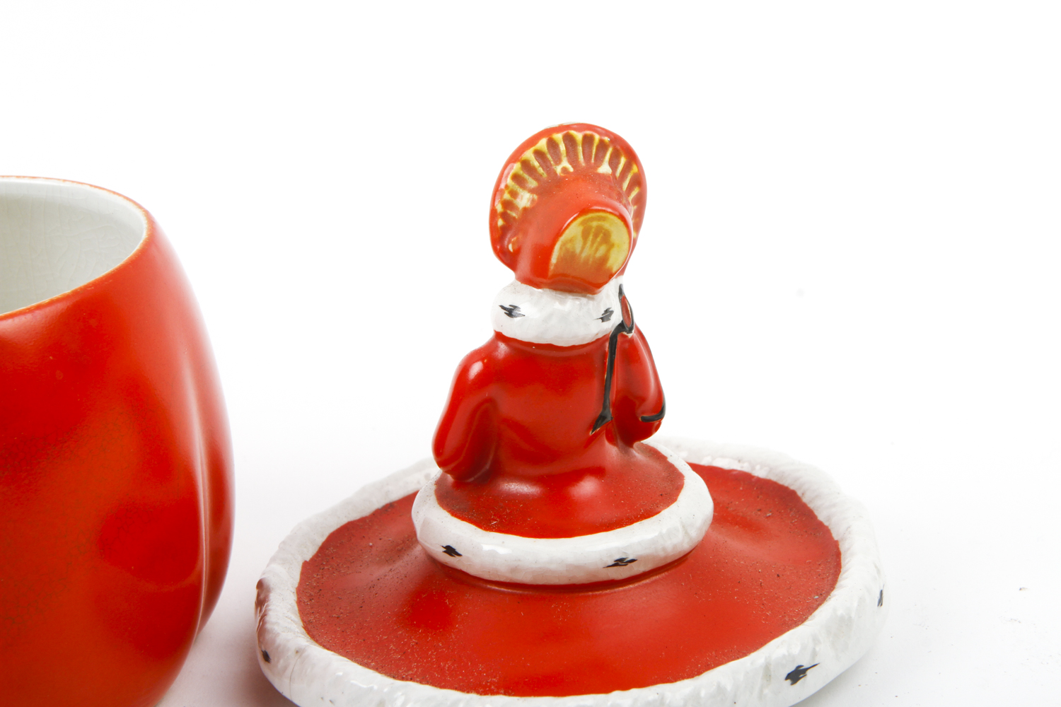 Two Figural Porcelain Tobacco Jars Including Ca. 1910 Wilkinson Potteries