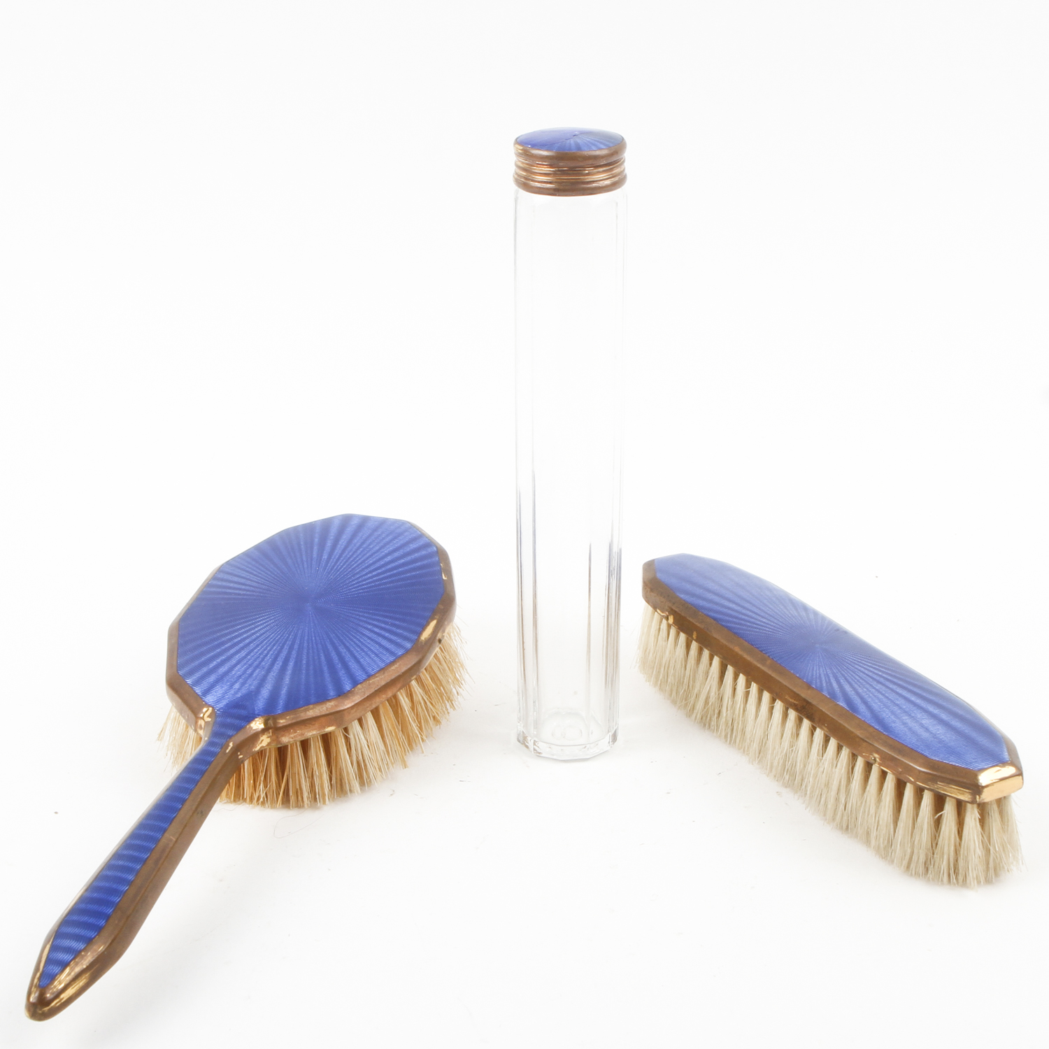 Art Deco Blue Enamel Vanity Set