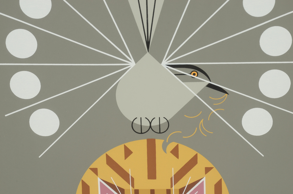 Charley Harper Signed 1977 Limited Edition Serigraph "Catnip"